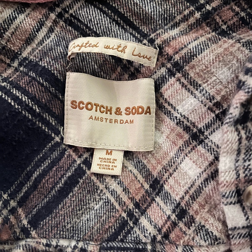 Scotch & Soda Pink and Navy Plaid Flannel Jacket